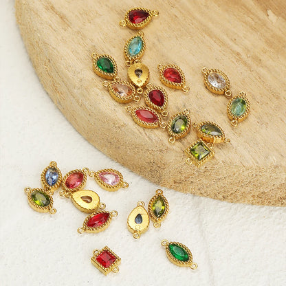 Fashion Hot Double Hole Stainless Steel 18k Gold Plated Water Drop Charm Pendant for Jewelry Making Wholesale