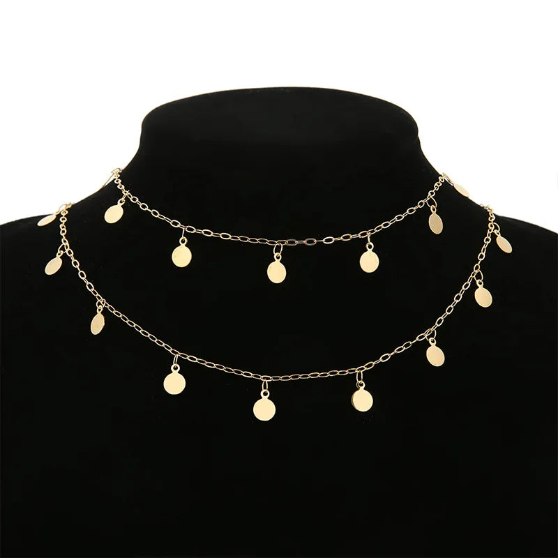 A1190 Fashion Round Tassel Rosary 18k Gold Plated Stainless Steel Chain Necklace Diy Jewelry Bulk Chain Accessory
