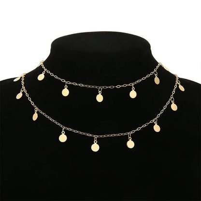 A1190 Fashion Round Tassel Rosary 18k Gold Plated Stainless Steel Chain Necklace Diy Jewelry Bulk Chain Accessory
