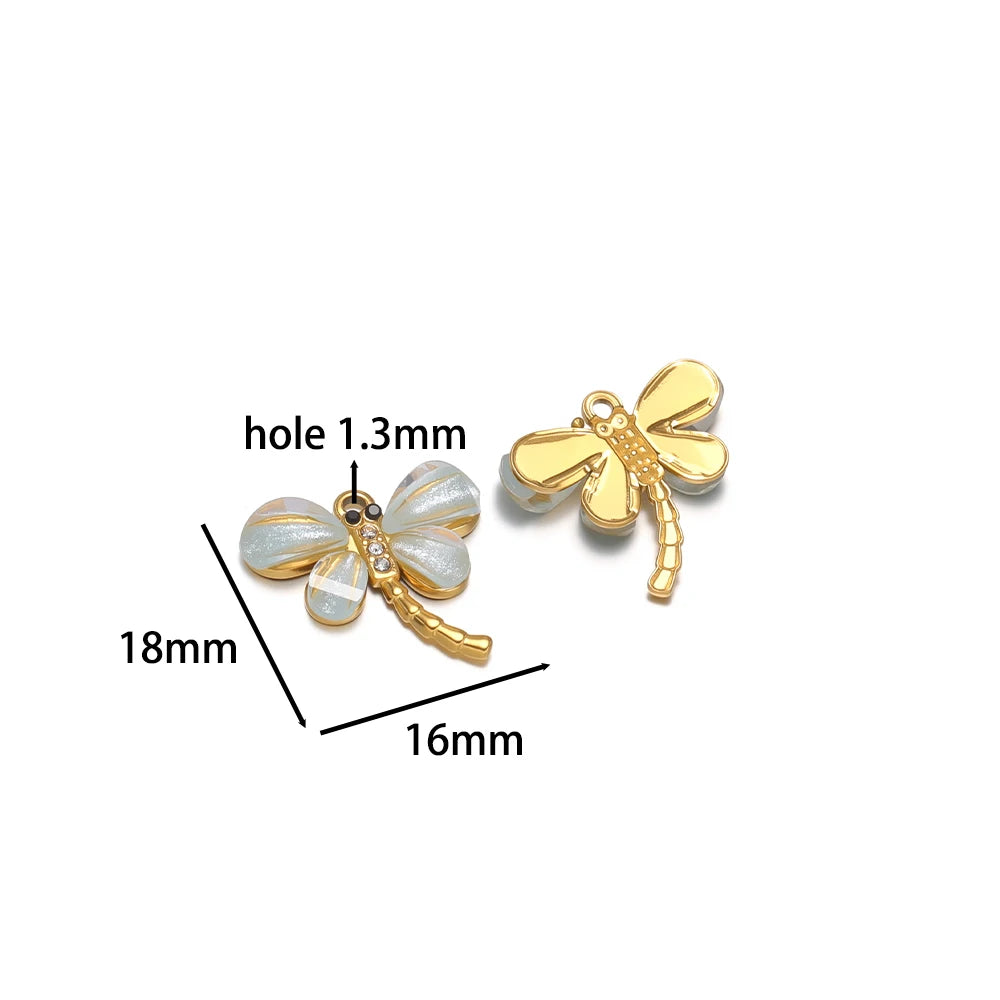 New Arrival Stainless Steel 18k Gold Plated Dragonfly Charm Pendant for Diy Jewelry Making Wholesale Jewelry Supplies