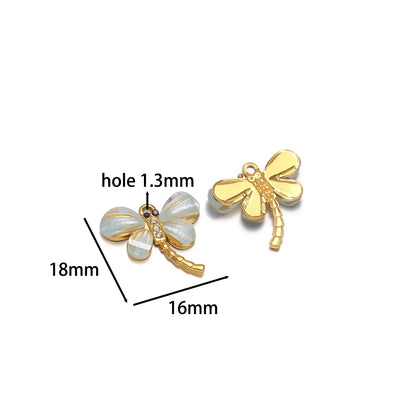 New Arrival Stainless Steel 18k Gold Plated Dragonfly Charm Pendant for Diy Jewelry Making Wholesale Jewelry Supplies