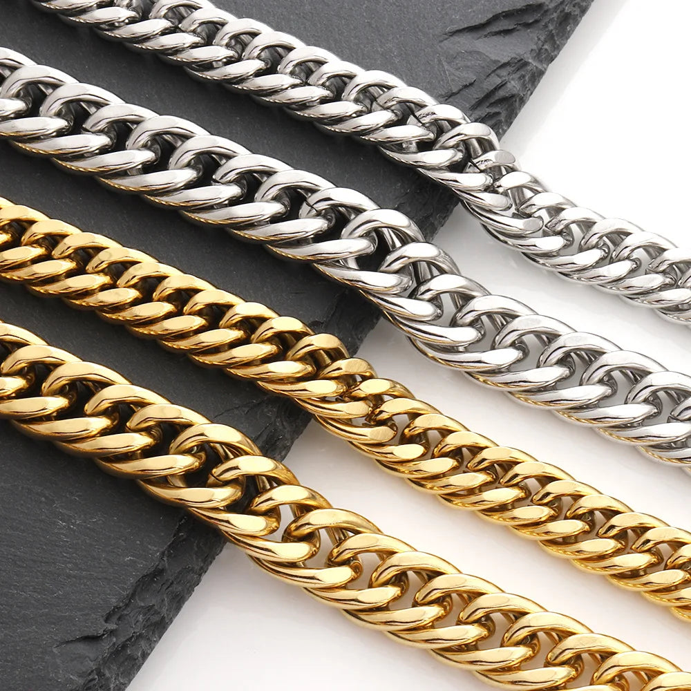 E578 Wholesale Aluminium Chain Trunk Gold Silver Chain Custom Permanent Cuban Chains for Men Jewelry Diy