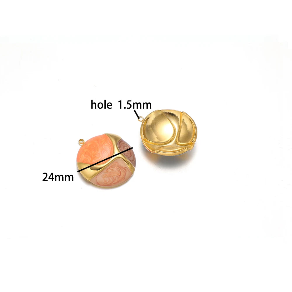 4pcs/bag Stainless Steel 18K Gold Plated Colorful Drop Oil Butterfly Heart Leaf Charm Pendant for Jewelry Necklace Making