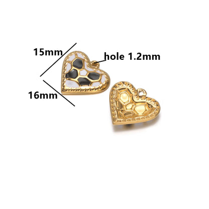 Vintage Romantic 18k Gold Plated Stainless Steel Enamel Heart Charm Pendant for DIY Handmade Necklace Earrings Jewelry Making