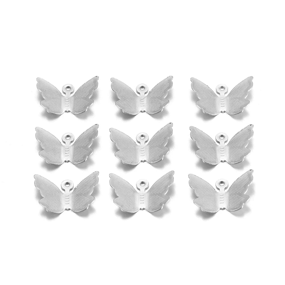 Waterproof PVD Stainless Steel 18K Gold Plated 15mm Butterfly Shaped Charm for Jewelry Necklace Making