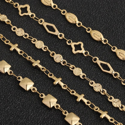D514 Amazing Hot Stainless Steel Chain Necklace Bracelet Making Clover Flower Cross Block Chain for Diy Jewelry