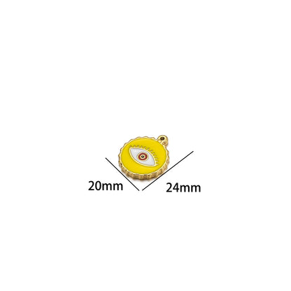 French Drop Oil  Eye Pendant Stainless Steel Gold Plated Colored Coin Shape Enamel Eyes Charm Pendant for Jewelry Making