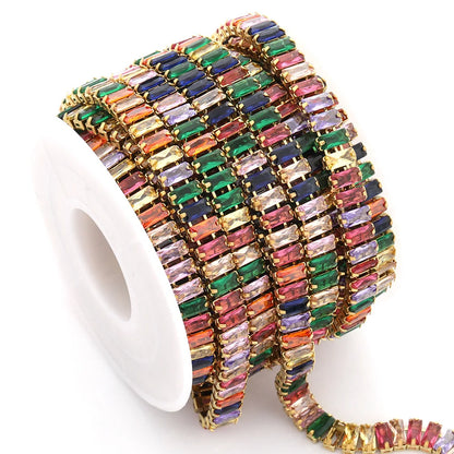 E586 5.8MM Truck Chains Luxury Fashion Gold Plated Jewelry Colorful Zircon Pave Tennis Stainless Steel Chain for Men Women