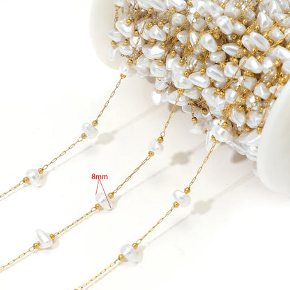 E561 Non-Tarnish 18K PVD Gold Stainless Steel Chains Fashion Artificial Pearl Star Moon Component Jewelry Findings Components
