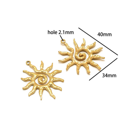 Vintage  DIY Charm 18k Gold Plated Stainless Steel Sun Starfish Flower Charm Pendant for Handmade Necklace Jewelry Making