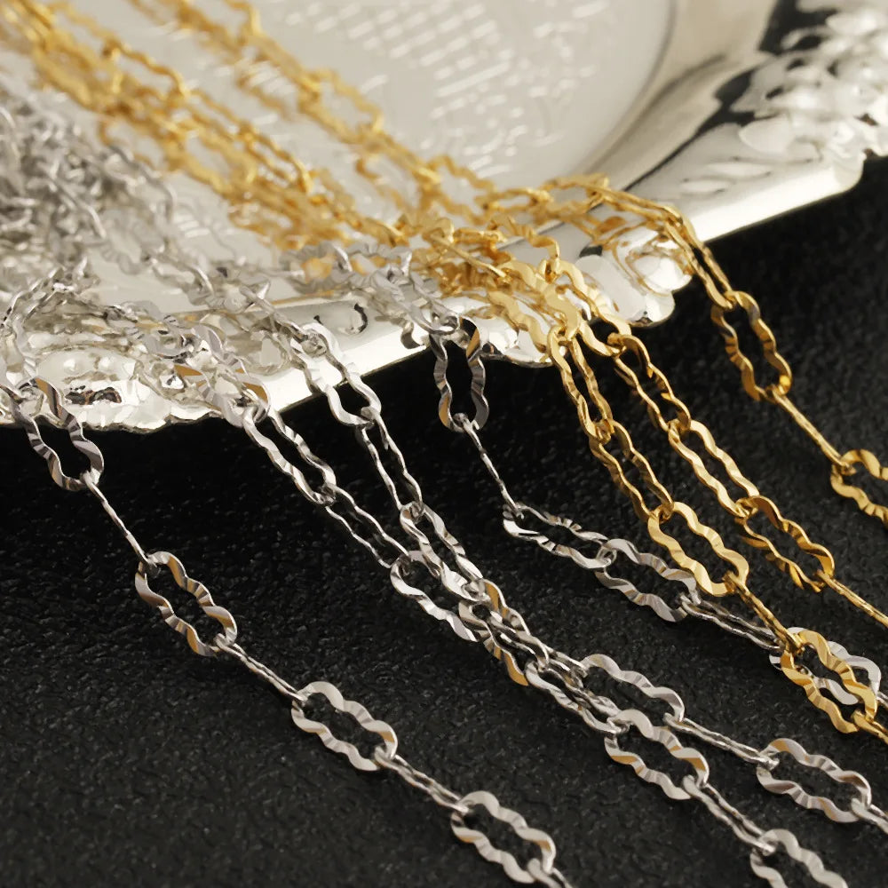 D819 Fashion 304 Stainless Steel 18k Gold Patterned Cloudy Shape Connectors Link Chain for DIY Making Bracelet Necklace