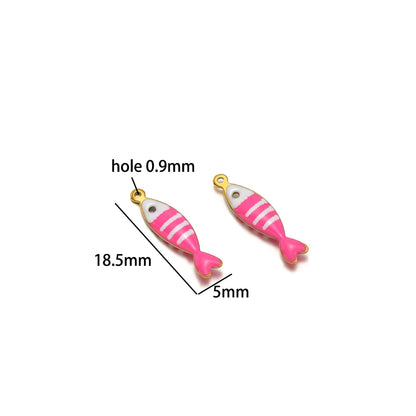 DIY Jewelry Findings 18k Gold Plated Stainless Steel Mixed Color Enamel Fish Charm Pendant for DIY Jewelry Making