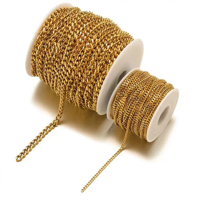 A1551 Fashion New 3mm 6mm Faceted Chain 18k Gold Stainless Steel Chain Bulk Jewelry Bracelet Necklace Making