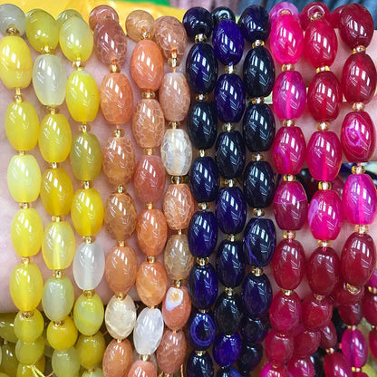 New Natural 8x12mm Rice Dyed Rainbow Colorful Agate Loose Bead, Mutil-color Agate Tourmaline for DIY Women Jewelry Making