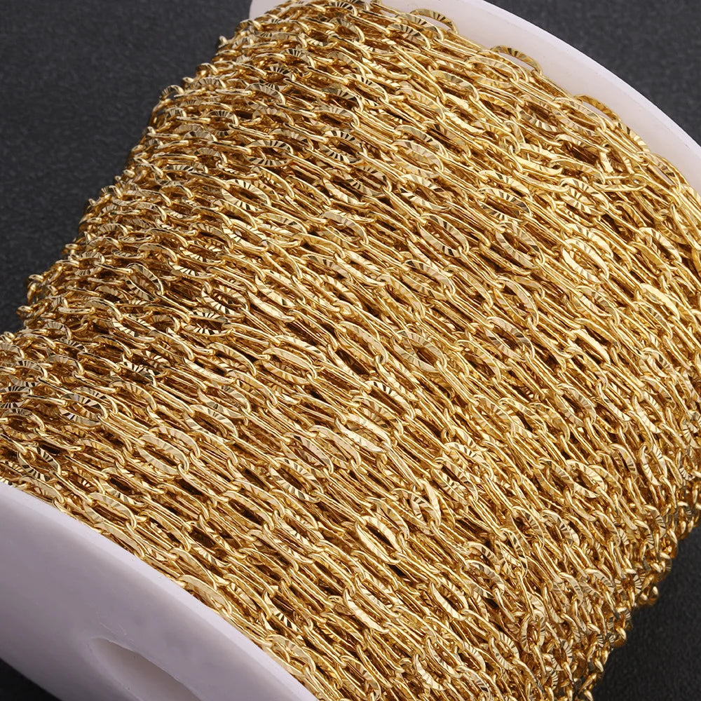 B2074 Embossing Paper Clip Chain Fadeless Stainless Steel Chain Jewelry Chain for Bracelet Necklace