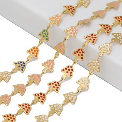 E368 Mixed Color Chain Stainless Steel Enamel Macarons Mushroom Charm Chain for Jewelry Necklace Bracelet 4.5mm 6mm