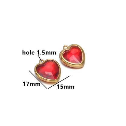 Fashion Stainless Steel 18k Pvd Gold Plated Heart Shaped Charms Pendant for DIY Jewelry Necklace Making