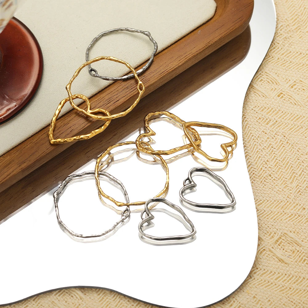 Trendy Jewelry Accessories Stainless Steel18k Gold Plated Heart Circle Charms Pendant for DIY Jewelry Necklace Earring Making