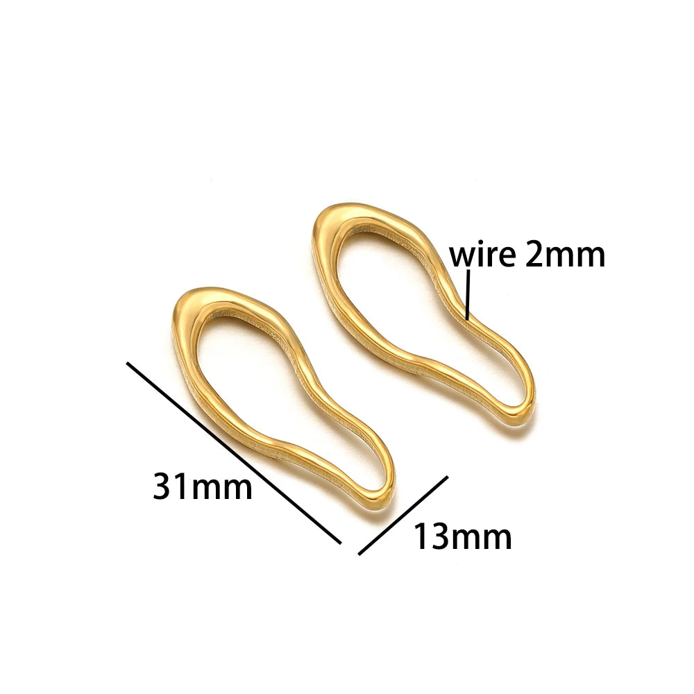 New Design 18k Gold Plated Stainless Steel Irregular Oval Charm Beads Pendant for DIY Jewelry Making Accessories