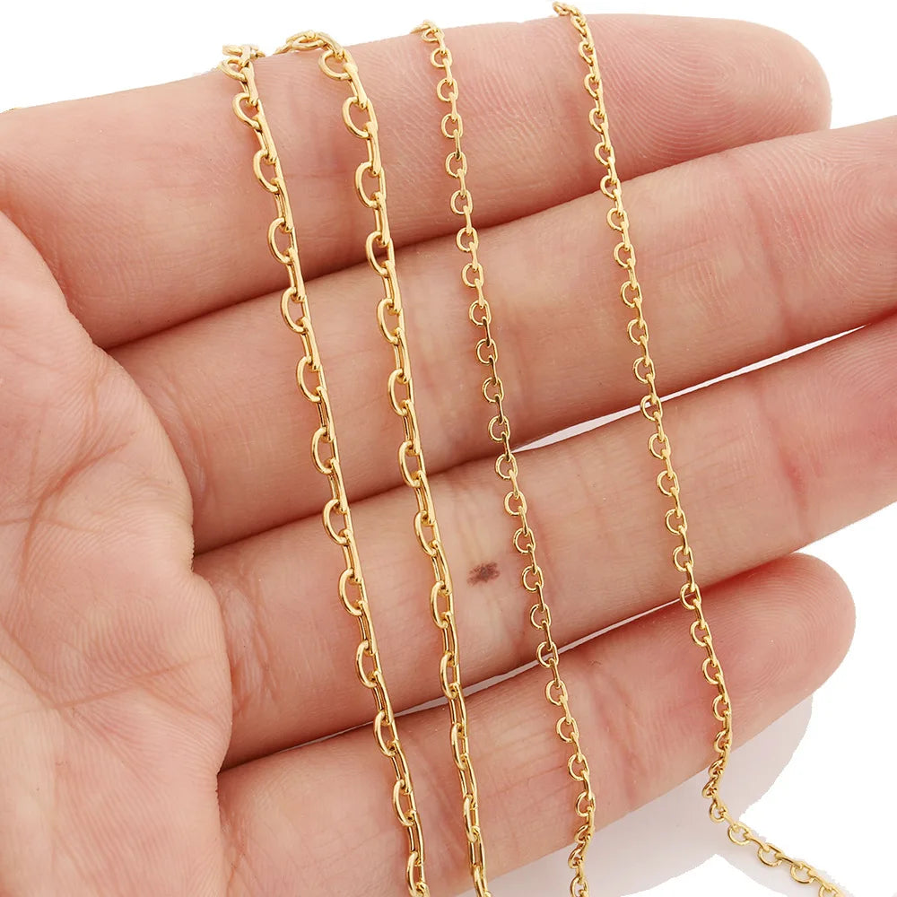 D144 Hot Fashion 18k Gold Plated Chain Necklace Bracelet Jewelry Making Bulk Roll Chain Wholesale