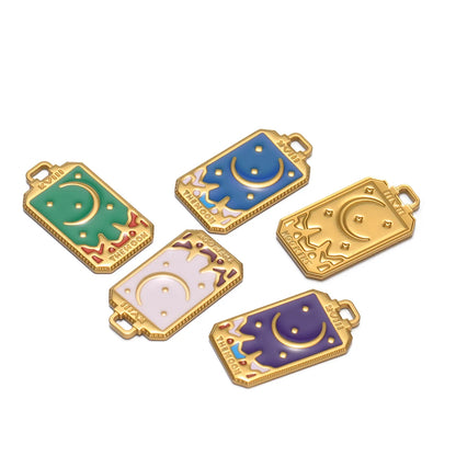 Fashion 18k Gold Plated Stainless Steel Enamel Moon Star Charm Pendant for DIY Handmade Necklace Earrings Jewelry Making