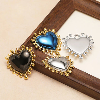 New Arrival Stainless Steel 18k Gold Plated Sun Big Heart Shape Charms Pendant for DIY Jewelry Necklace Making