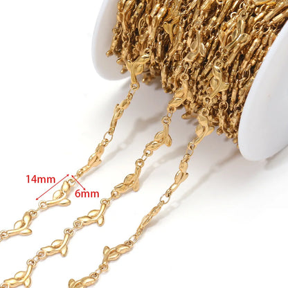 D866 New Gold Plated Stainless Steel Chain Flower Clover Leaf Shape Waterproof Chain for Necklace Bracelet Diy