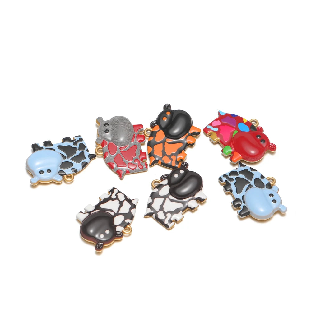 Fashionable 18k Gold Plated Stainless Steel Oil Drip Hippo Charm Pendant for DIY Necklace Jewelry Making