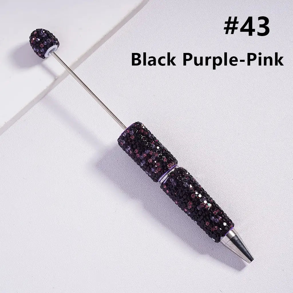 Full Rhinestone Beadable Clay Ballpoint Pens - DIY Beaded Plastic Pen for School Office Gift