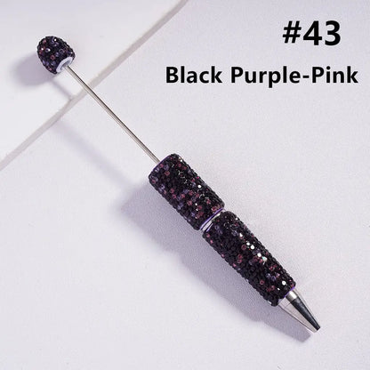 Full Rhinestone Beadable Clay Ballpoint Pens - DIY Beaded Plastic Pen for School Office Gift
