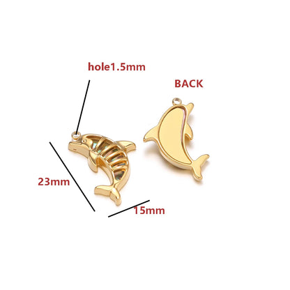 Gold Plated Stainless Steel Ocean Animal Charms Pendants for DIY Jewelry Making Necklace Bracelet Accessories