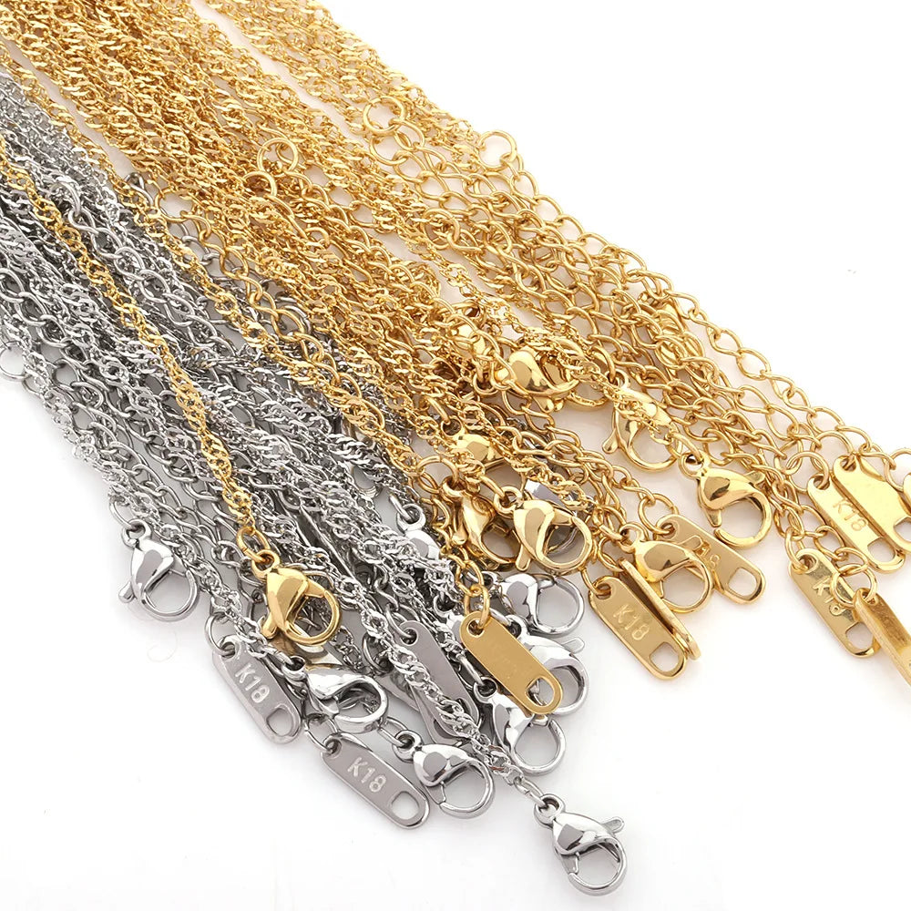 B4357 No Tarnished Gold Plated Stainless Steel Thin Chain Finished Necklace Chain for Making