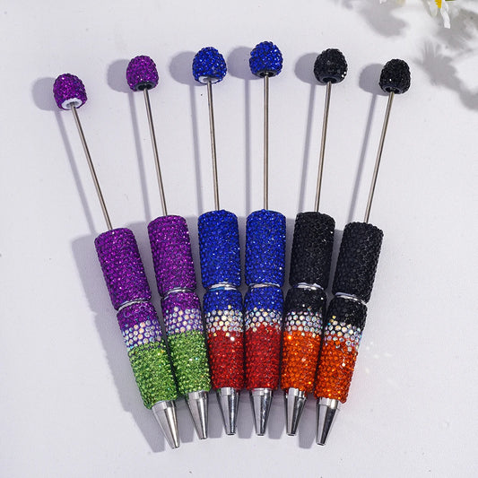 DIY Heavy Industry Full Diamond Beaded Pen - Hand-painted Diamond Double-Species Color Gradient Beaded Ballpoint Pen
