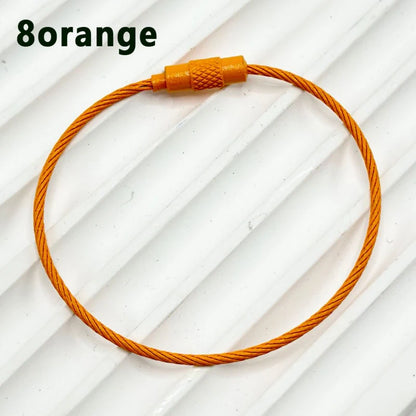 100pcs Solid Color Spray Painted Beadable Classic Gift Keychain Ring Rotatable Screw Wire Rope DIY Bag Jewelry Accessories