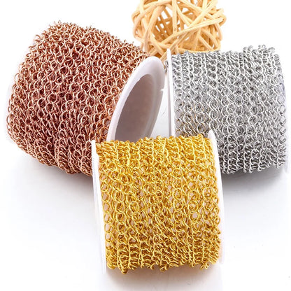 E753 Permanent Jewelry Chain Cross  Bulk Stainless Steel Chains PVD Gold Silver Extension Chains for Luxury Making