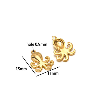Hot Sale 18k Gold Plated Stainless Steel Enamel Crab Starfish Turtle Octopus Shell Charm Pendant for DIY Necklace Jewelry Making