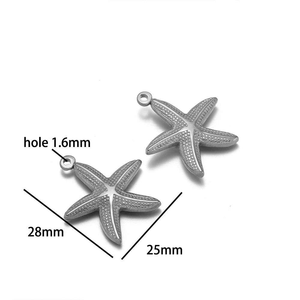 Ocean Style Sea Star Charm Stainless Steel 18K Gold Plated Starfish Charm Pendant for Jewelry Earring Necklace Making