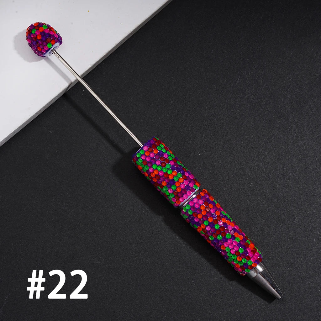 Neon Fluorescent Candy Color Full Rhinestone Clay Bead Pens Fully Wrapped Shiny Rhinestones Pure Handmade DIY Beaded Pen Blanks