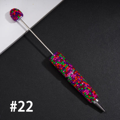 Neon Fluorescent Candy Color Full Rhinestone Clay Bead Pens Fully Wrapped Shiny Rhinestones Pure Handmade DIY Beaded Pen Blanks