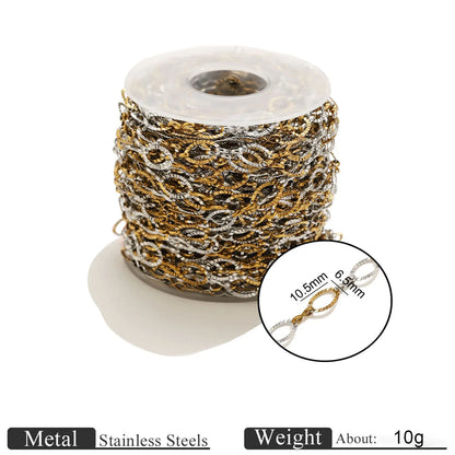 D1060 Two Tones Gold Silver Mixed Stainless Steel Chain Heart Oval Rope Paper Clip Chains PVD 18K Gold Plated for Jewelry DIY