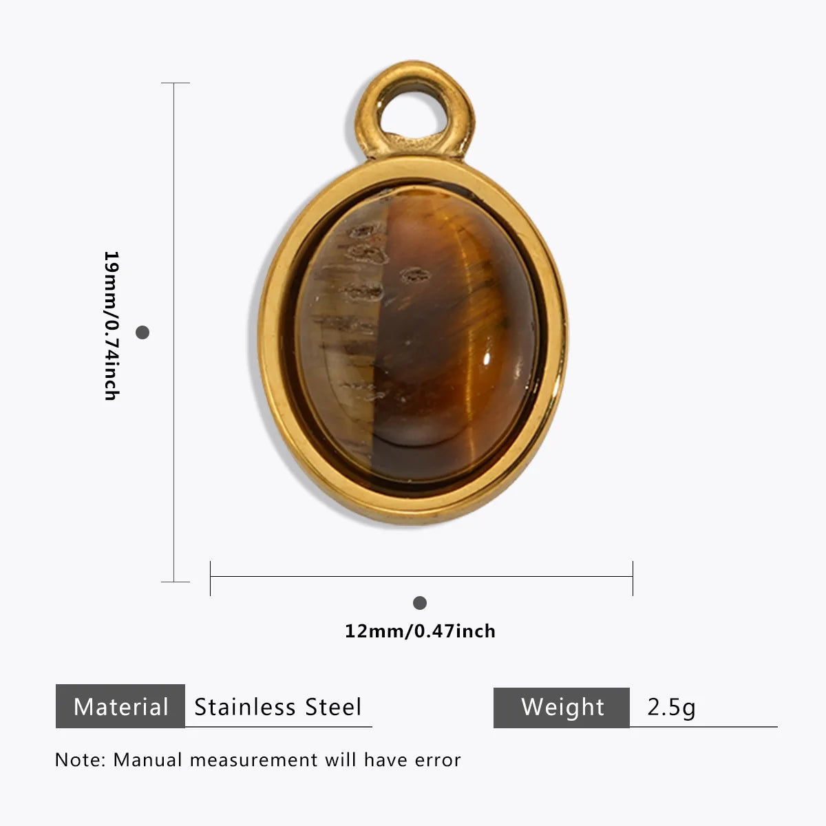 Vintage Handmade DIY Stainless Steel Gold Plated Tiger Eye Stone Charm Pendant for Necklace Jewelry Making