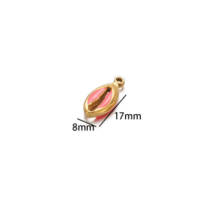 Hot Sale Retro Stainless Steel Gold Plated Colorful Drip-oil Conch Shell Starfish Charm Pendant for Jewelry Making Accessories