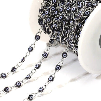 D167 Waterproof Vacuum Stainless Steel Roller Chain Lucky Eye Enamel Connector Chains Luxury for Necklace Bracelet Men