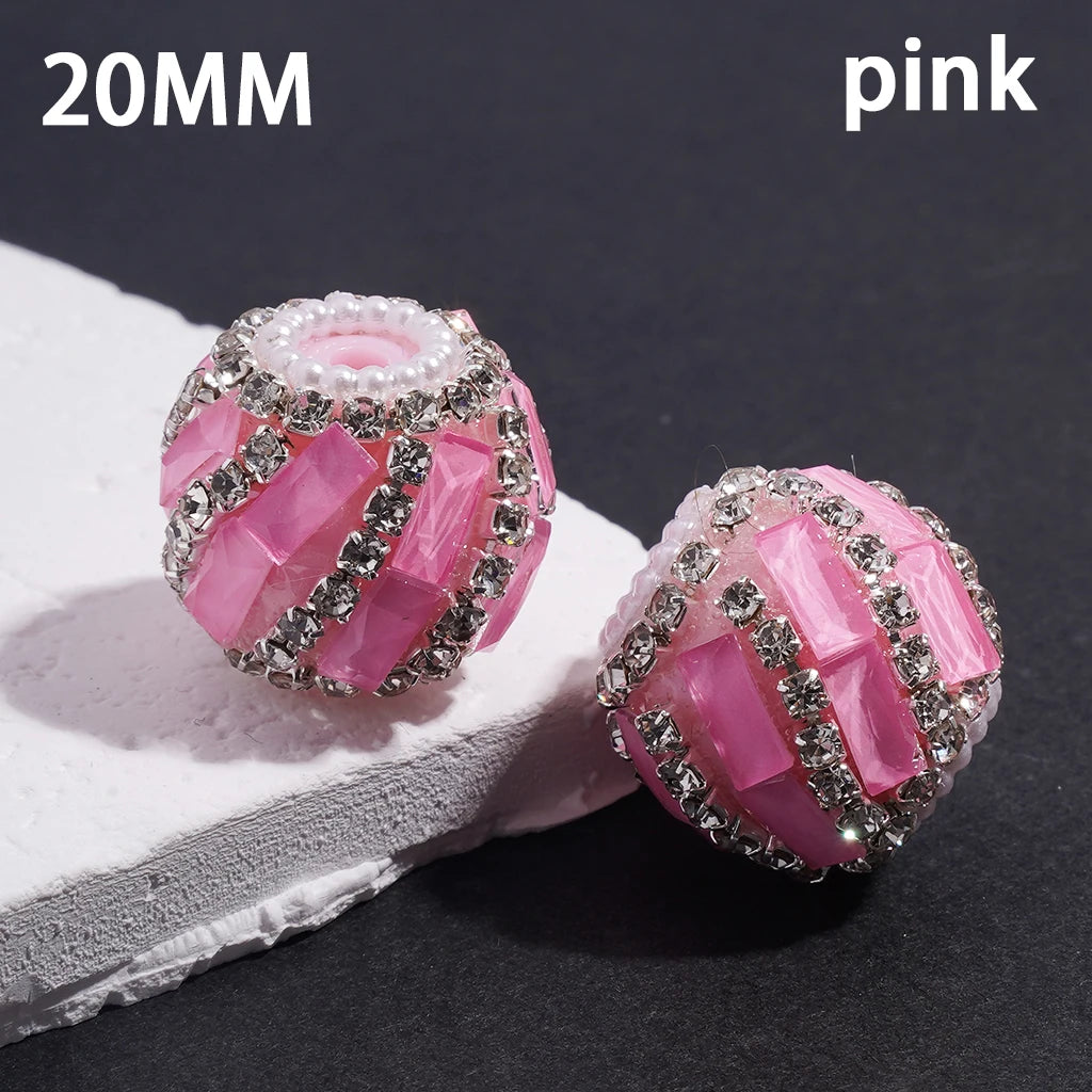 Fluorescent Spiral Rectangular Beads Inlaid Rhinestone and Pearl Chains Loose Craft Beads Wholesale