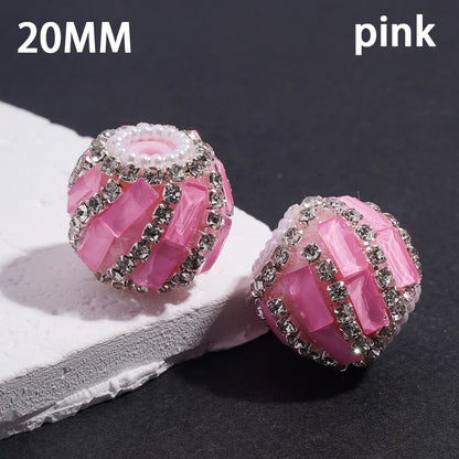 Fluorescent Spiral Rectangular Beads Inlaid Rhinestone and Pearl Chains Loose Craft Beads Wholesale