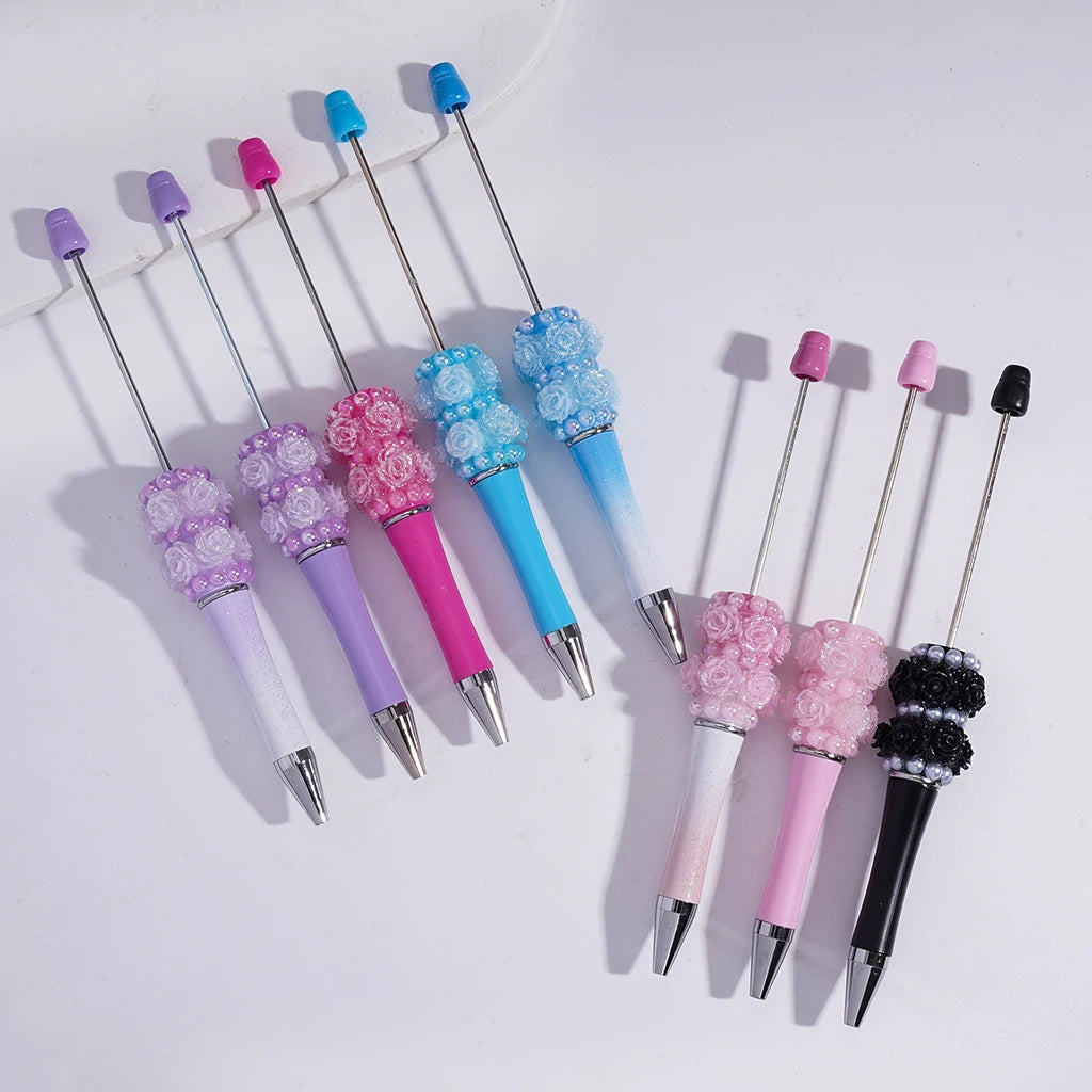 DIY Beadable Pen with Small Flower Pearl Solid & Ombre Colors for Party Favors Bulk