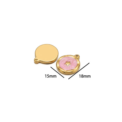 High Polish 304 Stainless Steel 18k Gold Plated Enamel Star Moon Heart Lightning Charm Pendant for Jewelry Necklace Making
