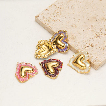 Gold Irregular Heart Charm Single Sided Glitter Resin Pendant with 1.5mm Hole DIY Jewelry Making Supplies Wholesale