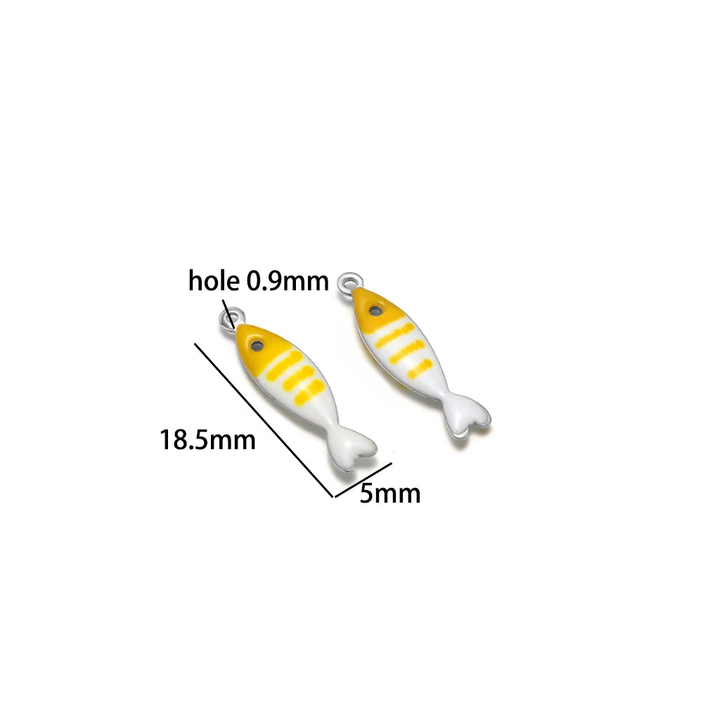 DIY Jewelry Findings 18k Gold Plated Stainless Steel Mixed Color Enamel Fish Charm Pendant for DIY Jewelry Making