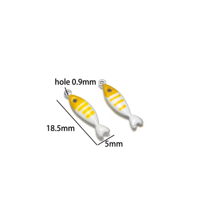 DIY Jewelry Findings 18k Gold Plated Stainless Steel Mixed Color Enamel Fish Charm Pendant for DIY Jewelry Making